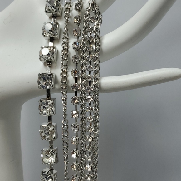 Isaac Mizrahi 4 strand silver rhinestone bracelet - Picture 2 of 5